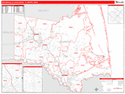 Brownsville-Harlingen Metro Area Wall Map Red Line Style